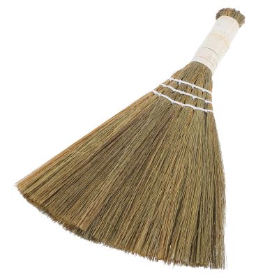 Milisten Handheld Corn Whisk Broom 20x28cm White Handle, Natural Straw Braided Small Broom for Home Dust Cleaning and Pet Hair Removal