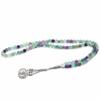 Amazing Gemstone Multi Fluorite Tasbeeh with Moon and Star Charm - Certified Crystal Muslim Prayer Beads Natural Gemstone Tasbih Gift for Ramadan Dhikr and Daily Namaz (S) view 3
