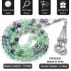 Amazing Gemstone Multi Fluorite Tasbeeh with Moon and Star Charm - Certified Crystal Muslim Prayer Beads Natural Gemstone Tasbih Gift for Ramadan Dhikr and Daily Namaz (S) view 4