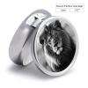 African Lion Black and White Round Metal Pill Organizer 3 Compartment Travel Pill Case with Mirror Waterproof & Leak-Proof for Daily Meds Vitamins Supplements Fits in Purse Pocket Bag view 2