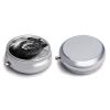 African Lion Black and White Round Metal Pill Organizer 3 Compartment Travel Pill Case with Mirror Waterproof & Leak-Proof for Daily Meds Vitamins Supplements Fits in Purse Pocket Bag view 3