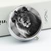 African Lion Black and White Round Metal Pill Organizer 3 Compartment Travel Pill Case with Mirror Waterproof & Leak-Proof for Daily Meds Vitamins Supplements Fits in Purse Pocket Bag view 4