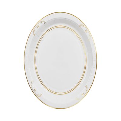 Paper Plates 23 cm with Gold Rim and Ornament Set of 6 - Party Plates Disposable Plates Plastic-Free - Party Tableware for Birthday Wedding - Party Decoration Table Decoration & Party Accessories