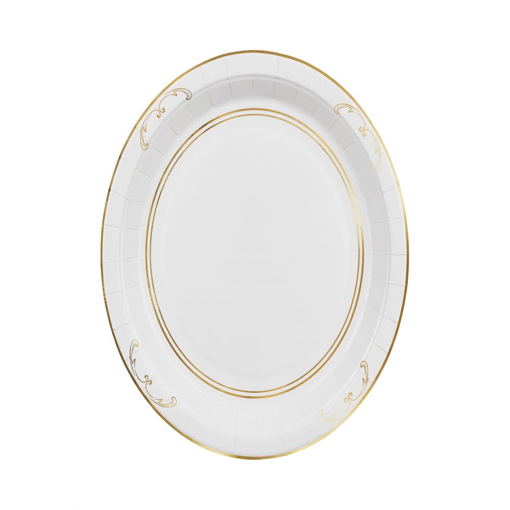 Paper Plates 23 cm with Gold Rim and Ornament Set of 6 - Party Plates Disposable Plates Plastic-Free - Party Tableware for Birthday Wedding - Party Decoration Table Decoration & Party Accessories