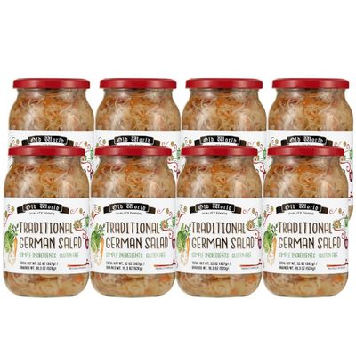 Traditional German Salad, 32 oz Glass Jar (8-Pack) Shredded Cabbage Vegetable Salad, Simple Ingredients, Bulk Supply for Kitchens & Catering | Bundle by INIM Store