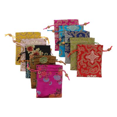 HONMEET 10pcs Wedding Candy Drawstring Tote Bags Brocade Storage Pouches Party Favor Bags for Wedding Reception and Candy Packaging Style