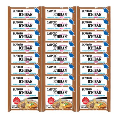 Sapporo Ichiban Beef Flavor Noodles 3.5 oz (Pack of 24)