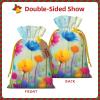 Fuzquwun Spring Flower Seasonal Pattern Christmas Linen Gift Bag With Drawstrings Treat Bag Goody Present Bags For Christmas Party Favor view 3