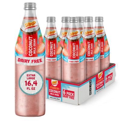 De Mi Pais Strawberry Coconut Milk Drink Creamy Dairy Free & Lactose Free Coconut Beverage with Strawberry Flavor, Refreshing Taste, Perfect for Drinks Glass Jar, 16.4 fl oz 6 Pack