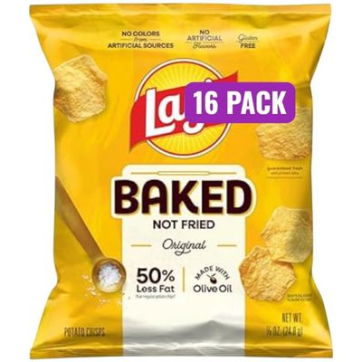 Baked Potato Chips, Original, 0.875 oz Bags, (Pack of 16), Bundled By Shoppyway 50% Less Fat, Gluten Free, No Artificial Flavors, No Colors from Artificial Sources