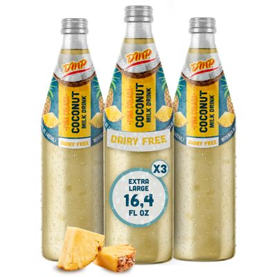 De Mi Pais Pineapple Coconut Milk Drink Creamy Dairy Free & Lactose Free Coconut Beverage with Pineapple Flavor, Refreshing Taste, Perfect for Drinks Glass Jar, 16.4 fl oz 3 Pack