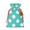 Fuzquwun Teal Turquoise And White Polka Dot Pattern Christmas Linen Gift Bag With Drawstrings Treat Bag Goody Present Bags For Christmas Party Favor view 1
