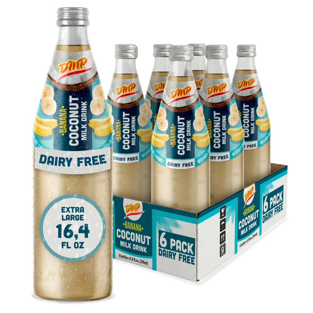 De Mi Pais Banana Coconut Milk Drink Creamy Dairy Free & Lactose Free Coconut Beverage with Banana Flavor, Refreshing Taste, Perfect for Drinks Glass Jar, 16.4 fl oz 6 Pack