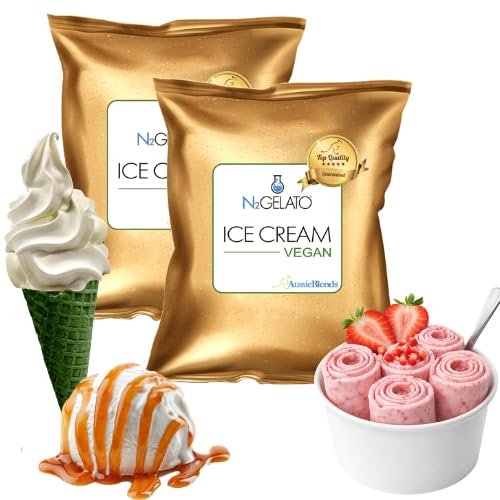 AussieBlends Vegan Ice Cream Mix for Soft Serve, Rolled Ice Cream, Gelato, Liquid Nitrogen, and Scooped Ice Cream, 2-Pack