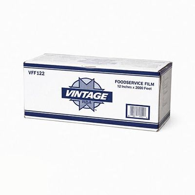 VINTAGE Food Service Wrap Film 2000 ft Roll (12 inch), Thick Commercial Quality (.36 gauge) with Built-in Serrated Metal Cutter