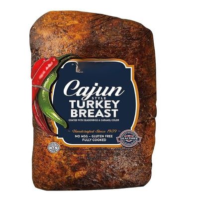 Cajun Style Turkey Breast, No artificial preservatives, colors or flavors , No fillers or extenders , Fully cooked, Proudly offering a variety of bold and delicious flavors, made with premium whole muscle meats, hand-trimmed and hand-seasoned to perf