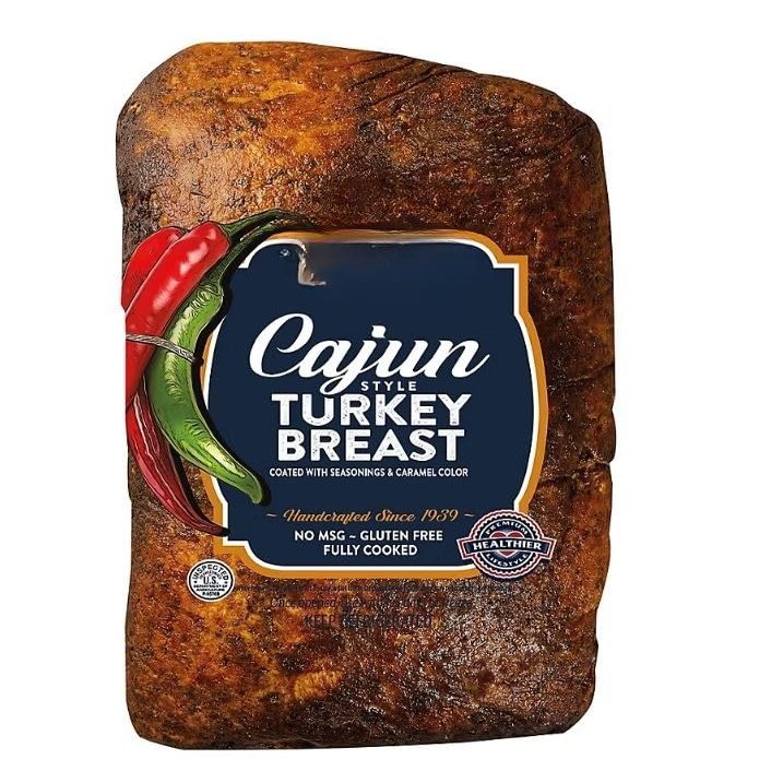 Cajun Style Turkey Breast, No artificial preservatives, colors or flavors , No fillers or extenders , Fully cooked, Proudly offering a variety of bold and delicious flavors, made with premium whole muscle meats, hand-trimmed and hand-seasoned to perf