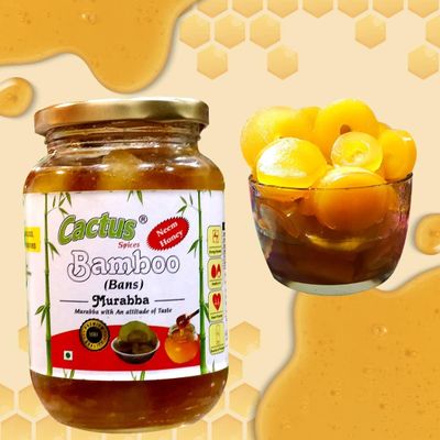 CACTUS SPICES | Homemade Bamboo (Bans) Murabba with Neem Honey | Traditional Sweet Preserve | 450 g (15.9 oz)