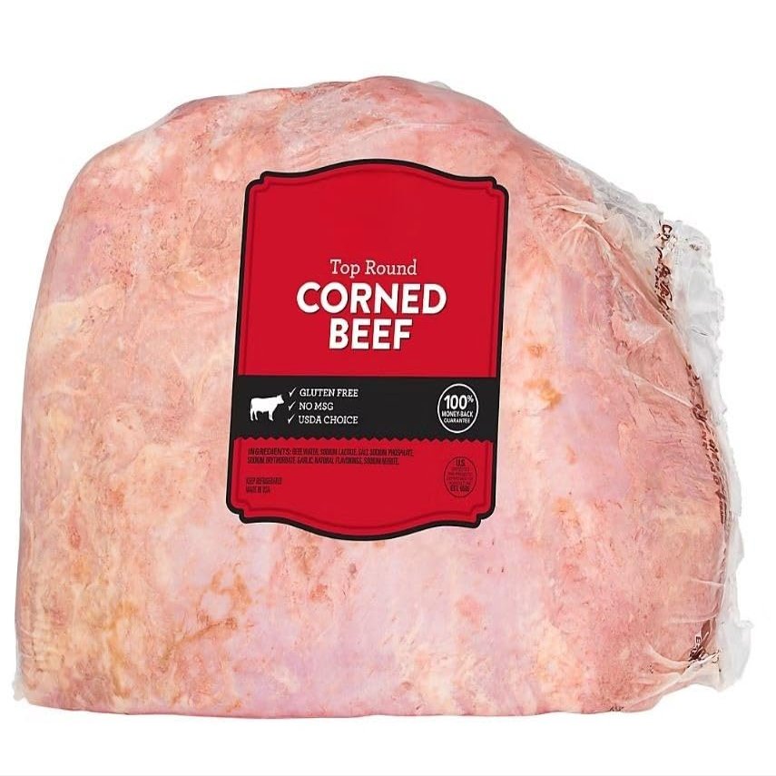 Top round corned beef is a salt-cured beef product with a soft texture and balanced taste , prepared with all natural seasonings and spices and browned to perfection , Prepared with all natural seasonings and spices and browned to perfection , [ 32 o