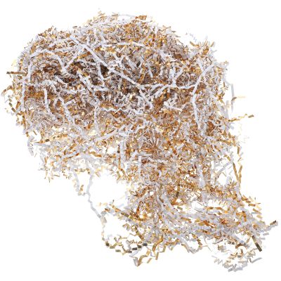 ARTIBETTER Gold and Silver Raffia Crinkle Paper Shred Filler, 5 Packs 100g Each, Single-sided Metallic Basket and Box Filling for Wrapping and Packaging Decoration