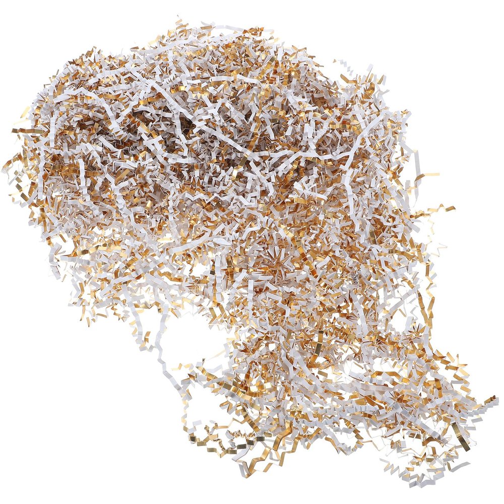 ARTIBETTER Gold and Silver Raffia Crinkle Paper Shred Filler, 5 Packs 100g Each, Single-sided Metallic Basket and Box Filling for Wrapping and Packaging Decoration