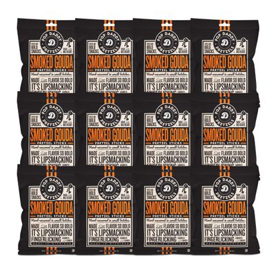 Pop Daddy Flavored Pretzels Sticks, Smoked Gouda Flavor, 3oz Gourmet Pretzels Snacks, 12 Pack