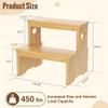 Aiowhy Two Step Stool for Adults and Kids, 450lbs Heavy Duty Step Stool, Bamboo Step Stool for High Beds, Portable Helper Step Stairs for Kids, for Kitchen, Bathroom, RV, Bedside Step Stool, Natural view 2