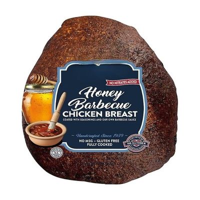 Honey Barbecue Chicken Breast , Proudly offering a variety of bold and delicious flavors, made with premium whole muscle meats, hand-trimmed and hand-seasoned to perfection. Minimally processed , Deli Counter Meat .[ 32 oz , 2 lb ]