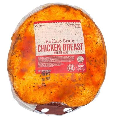 Buffalo-Style Chicken Breast, No artificial preservatives, colors or flavors , No fillers or extenders , Fully cooked, Proudly offering a variety of bold and delicious flavors, made with premium whole muscle meats, hand-trimmed and hand-seasoned to p
