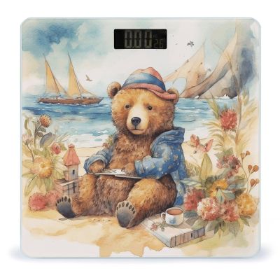 A Bear on The Beach Scale for Body Weight Digital Bathroom Scale Accurate Smart Weight Scales with Large Display Weighing Machine High Precision Scales
