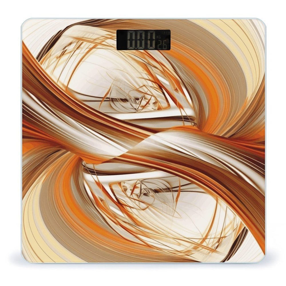 Abstract Orange White Lines Scale for Body Weight Digital Bathroom Scale Accurate Smart Weight Scales with Large Display Weighing Machine High Precision Scales
