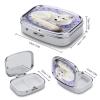 Arctic Fox in Violets Pill Organizer with Mirror 2 Compartments Waterproof Pill Case for Purse Pocket Non-Slip Grip Travel Medicine Organizer Container Box for Vitamin Fish Oil Supplement view 2