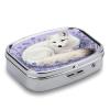 Arctic Fox in Violets Pill Organizer with Mirror 2 Compartments Waterproof Pill Case for Purse Pocket Non-Slip Grip Travel Medicine Organizer Container Box for Vitamin Fish Oil Supplement view 3