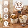 Nuanchu 100 Pack 9 oz Wildflower Graduation Ice Cream Cups 2026 Congrats Grad Disposable Paper Cups for Dessert Treat Bowls for Snacks Soup Hot Cold Food Congrats Grad Class of 2026 Decorations view 3