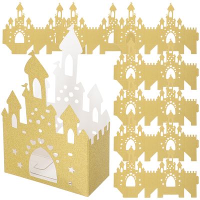 FOYTOKI Decorative Castle Candy Boxes 10pcs Paper Hollow-out Party Favor Boxes for Princess Birthday Shower Graduation Party Wrapping Supplies