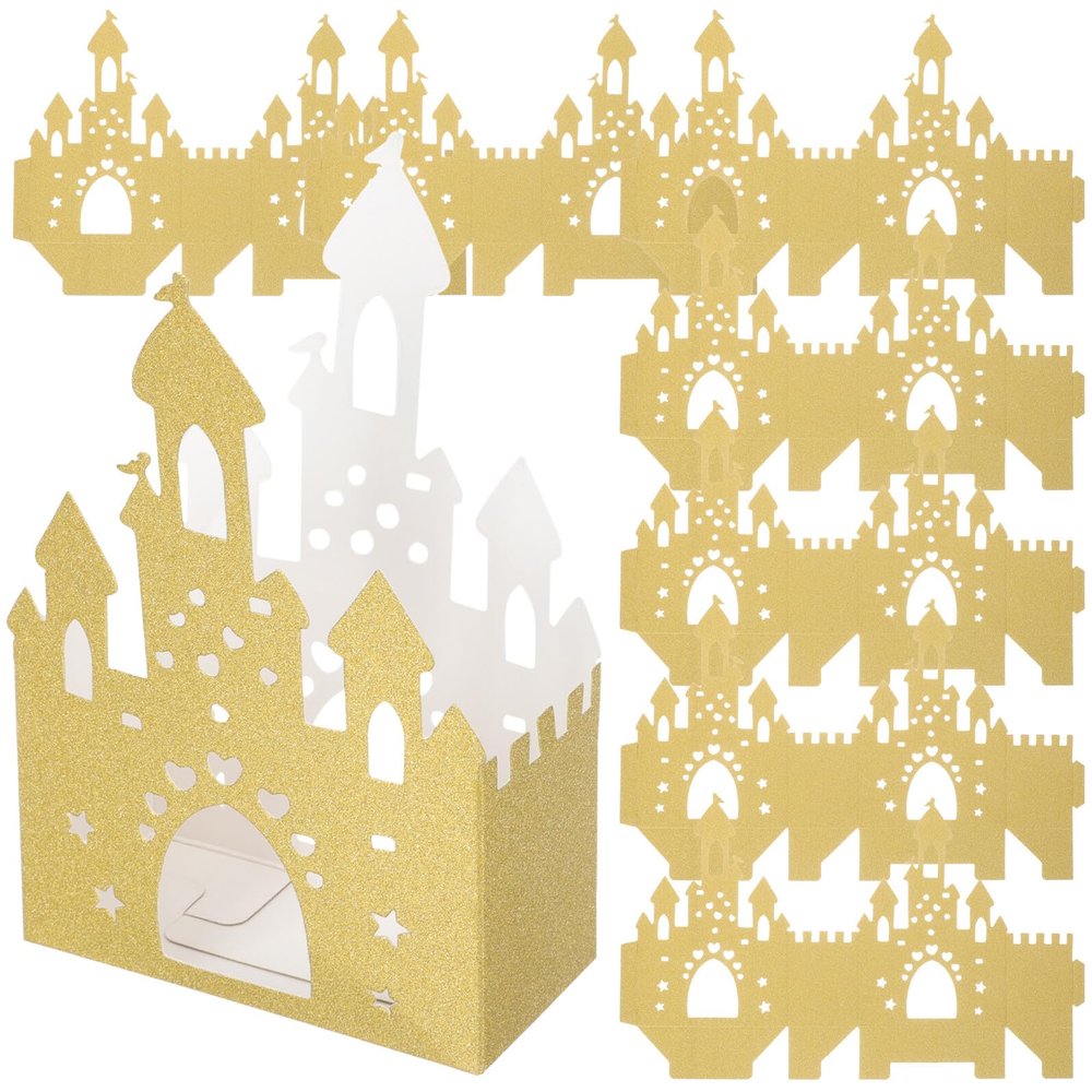 FOYTOKI Decorative Castle Candy Boxes 10pcs Paper Hollow-out Party Favor Boxes for Princess Birthday Shower Graduation Party Wrapping Supplies