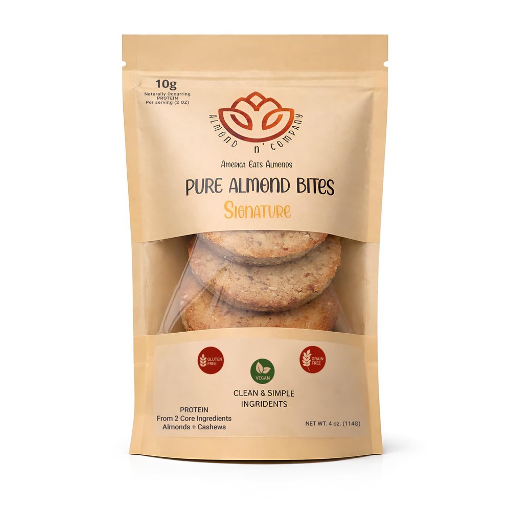 ALMOND N COMPANY Pure Almond Bites 10g Protein, Signature Saffron & Cardamom Flavor, Grain-Free, Gluten-Free, Vegan, Clean Ingredient Energy Bites, High Protein Snack for Kids & Adults, 4oz(1 Pack)