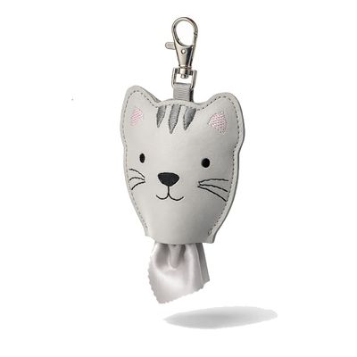 Kitty Eyeglasses Cleaner Wipe Holder Key Fob