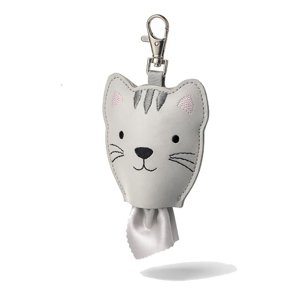 Kitty Eyeglasses Cleaner Wipe Holder Key Fob