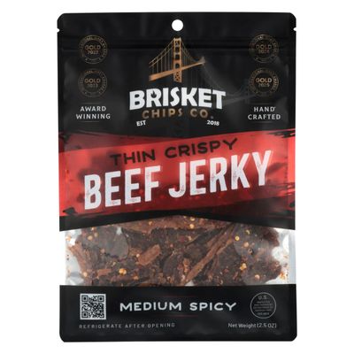 Brisket Chips Co. Medium Spicy Brisket Chips, Crispy, High Protein, Beef (2.5oz)