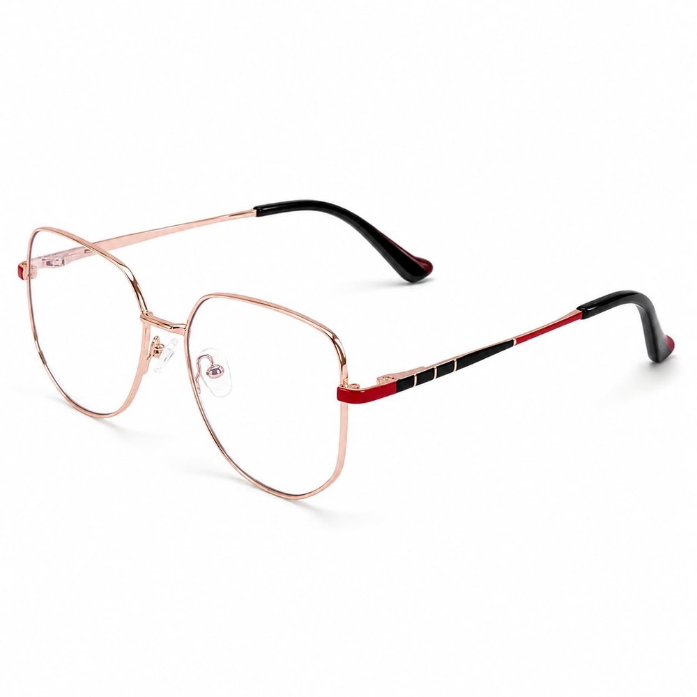 HAPPY EYES Blue Light Blocking Eyeglasses for Women Computer Glasses for Eye Strain Relief Frame for Work, Gaming & Study (Gold/Red)