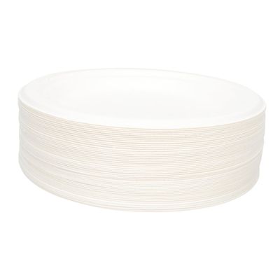 IWOWHERO 50pcs Biodegradable Disposable Paper Plates 7 Inch round Bagasse Heavy-duty Party Cake Plates Bulk for Birthday Food Serving