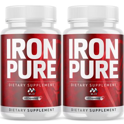 (2 Pack) Iron Pure Capsules, Official IronPure Pills with All Natural Ingredients, Advanced Iron Pure Overall Health & Wellness Supplements, Natural Max Strength Healthy Vitamin Formula (120 Capsules)