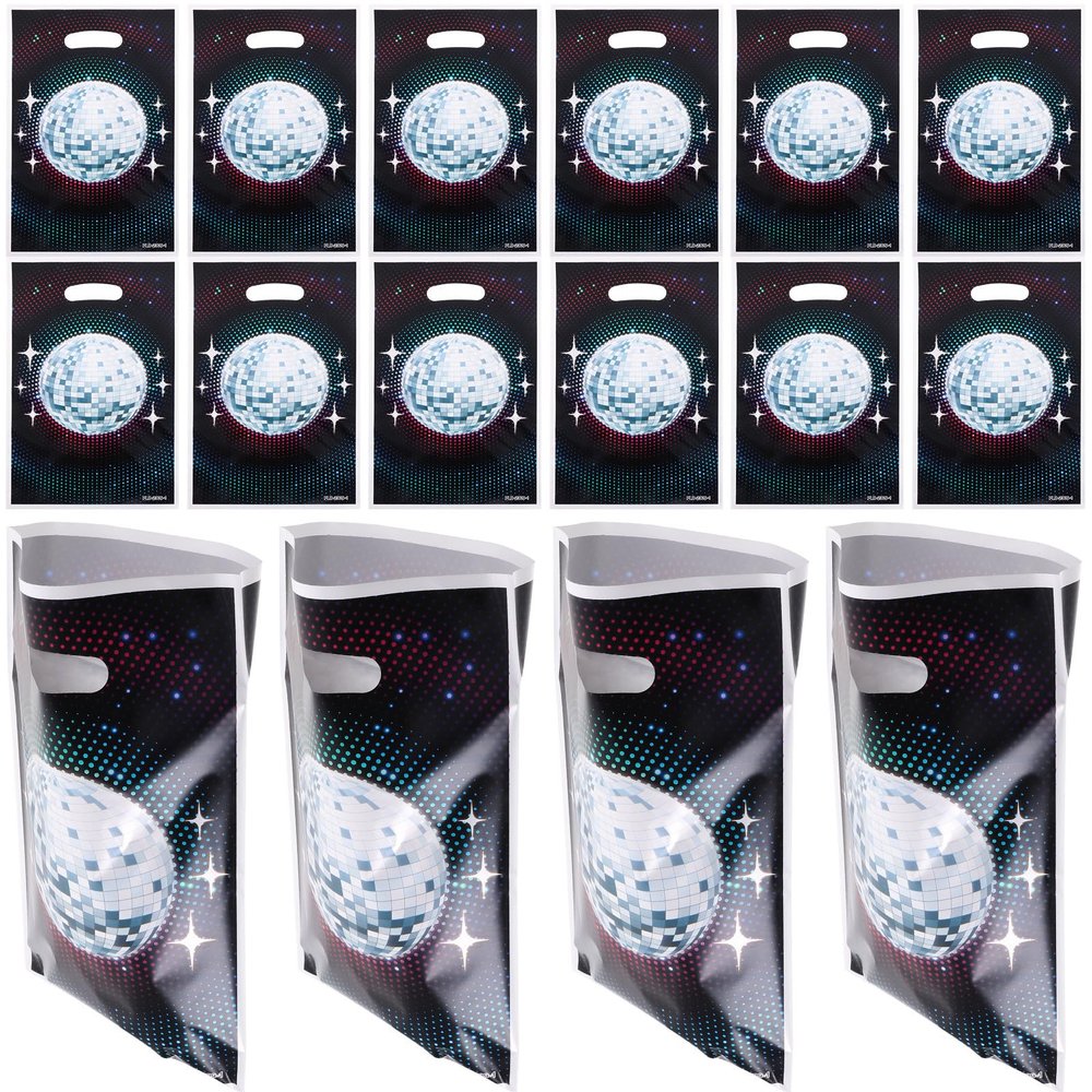 HIAKDOFT Retro Disco Ball Bags 50pcs Multipurpose Handled Party Favor Pouches Candy Tote Bags for 70s Theme Party Supplies