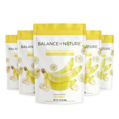 Balance of Nature Freeze-Dried Bananas (5 Pack) 100% Real Fruit, Crunchy Banana Slices, Healthy Snack, Mouthwatering Nutrition, Gluten-Free, Vegan, No Sugar Added, Five 1.6 oz Bags
