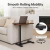 Mobile Standing Desk Adjustable Overbed Table, Pneumatic Height Adjustable Rolling Laptop Desk with Hidden Wheels, 0-180Tilt Top Rolling Computer Cart Foldable for Home Office, Craft & Study, Brown view 2