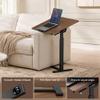 Mobile Standing Desk Adjustable Overbed Table, Pneumatic Height Adjustable Rolling Laptop Desk with Hidden Wheels, 0-180Tilt Top Rolling Computer Cart Foldable for Home Office, Craft & Study, Brown view 3