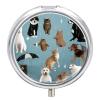 Raining Cats & Dogs Pill Case with 3 Compartments - Portable Travel Pill Organizer for Purse, Easy-Open Button Design, Small Round Pillbox Vitamin Holder Organizer for Women Men view 1