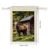 FekiLoot Country Lodge Bear Deer 8 Pieces Cotton Drawstring Bags 5 X 7 Inch Reusable Wrapping Muslin Bag Lightweight Linen Sachet Bag Storage Pouches for Party Wedding Gift Jewelry view 2