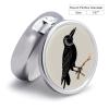 Aesthetic Raven Round Metal Pill Organizer 3 Compartment Travel Pill Case with Mirror Waterproof & Leak-Proof for Daily Meds Vitamins Supplements Fits in Purse Pocket Bag view 2